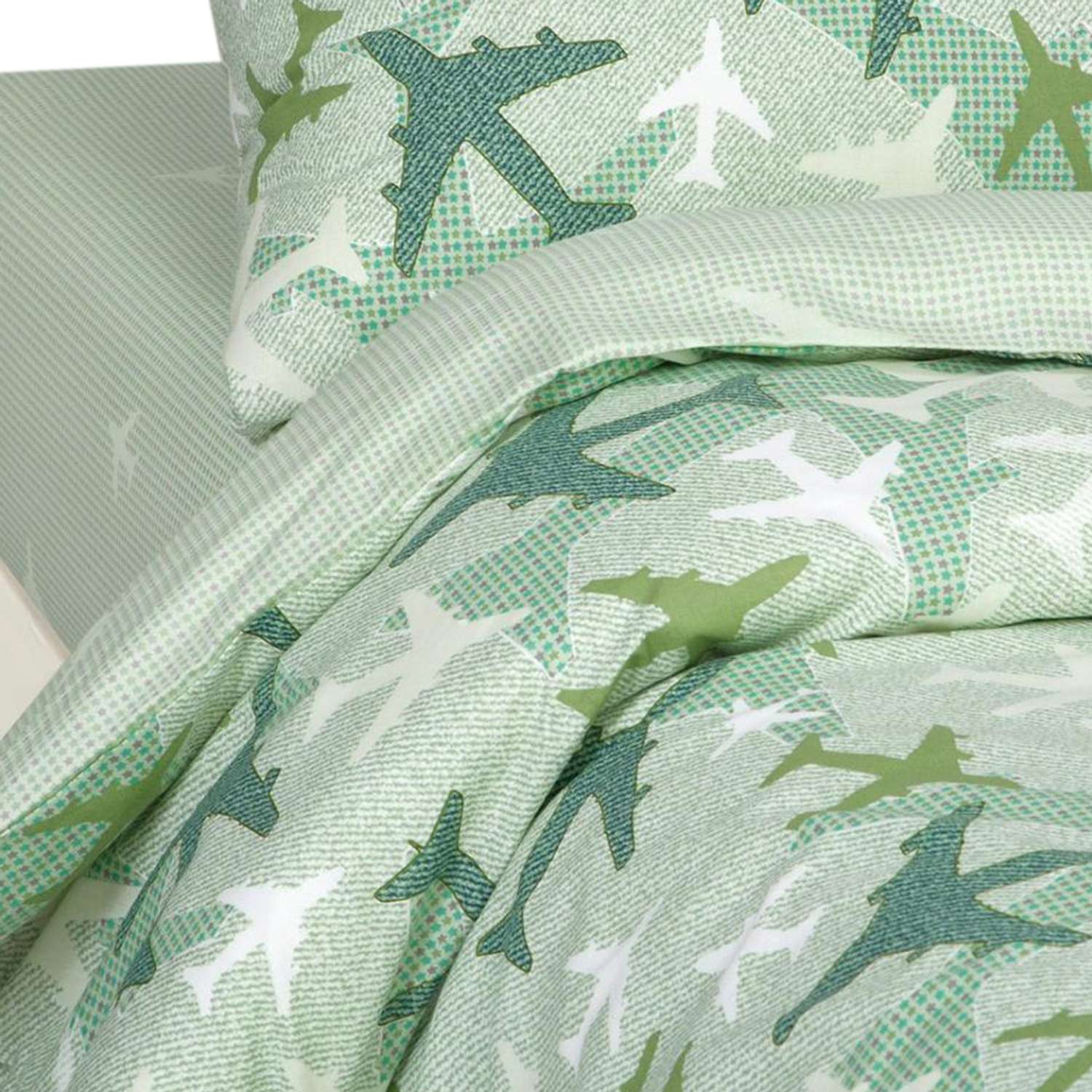 Комплект постельного белья АртДизайн Самолетики зеленые - фото 2