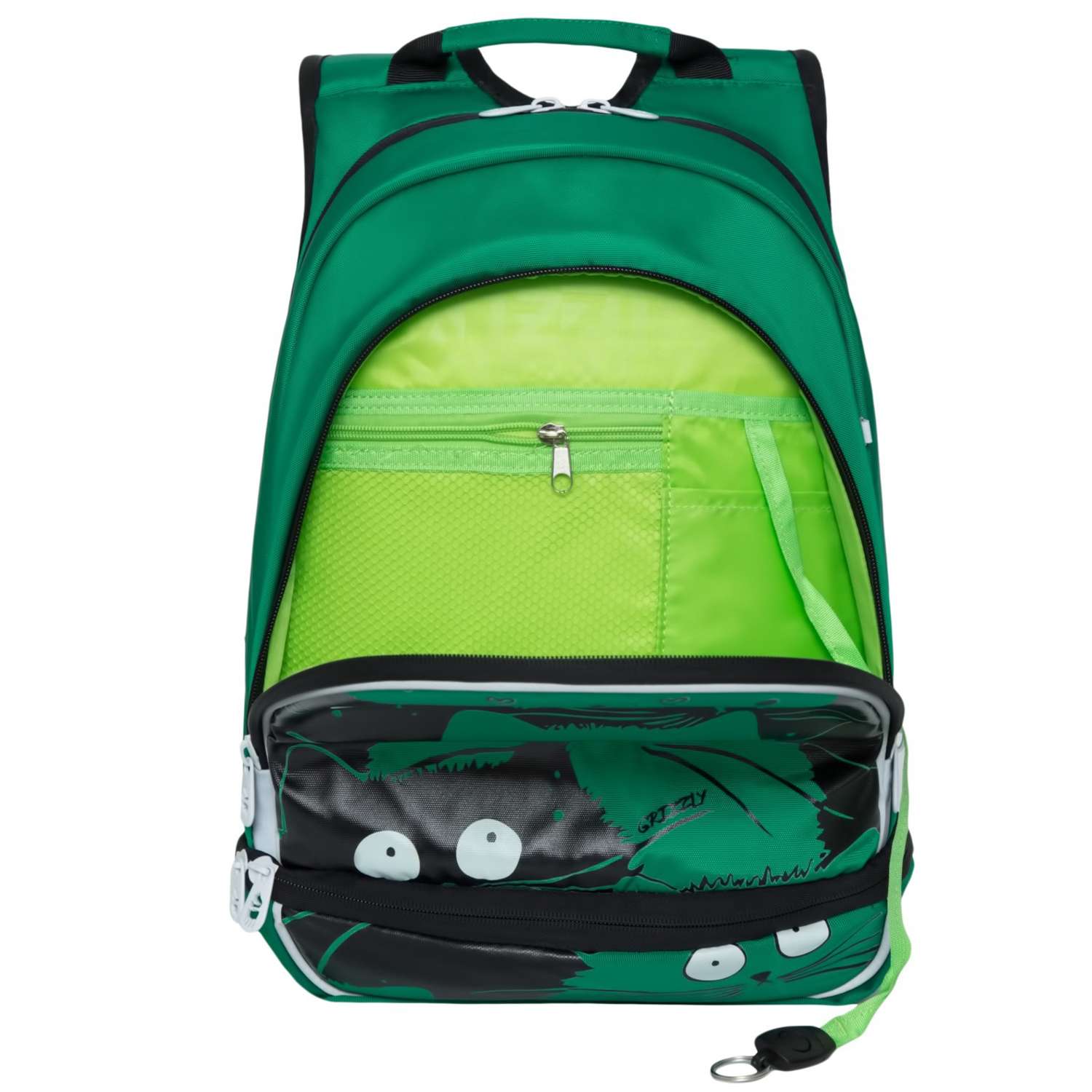 Рюкзак школьный Grizzly Котики Зеленый RG-968-1/3 - фото 2