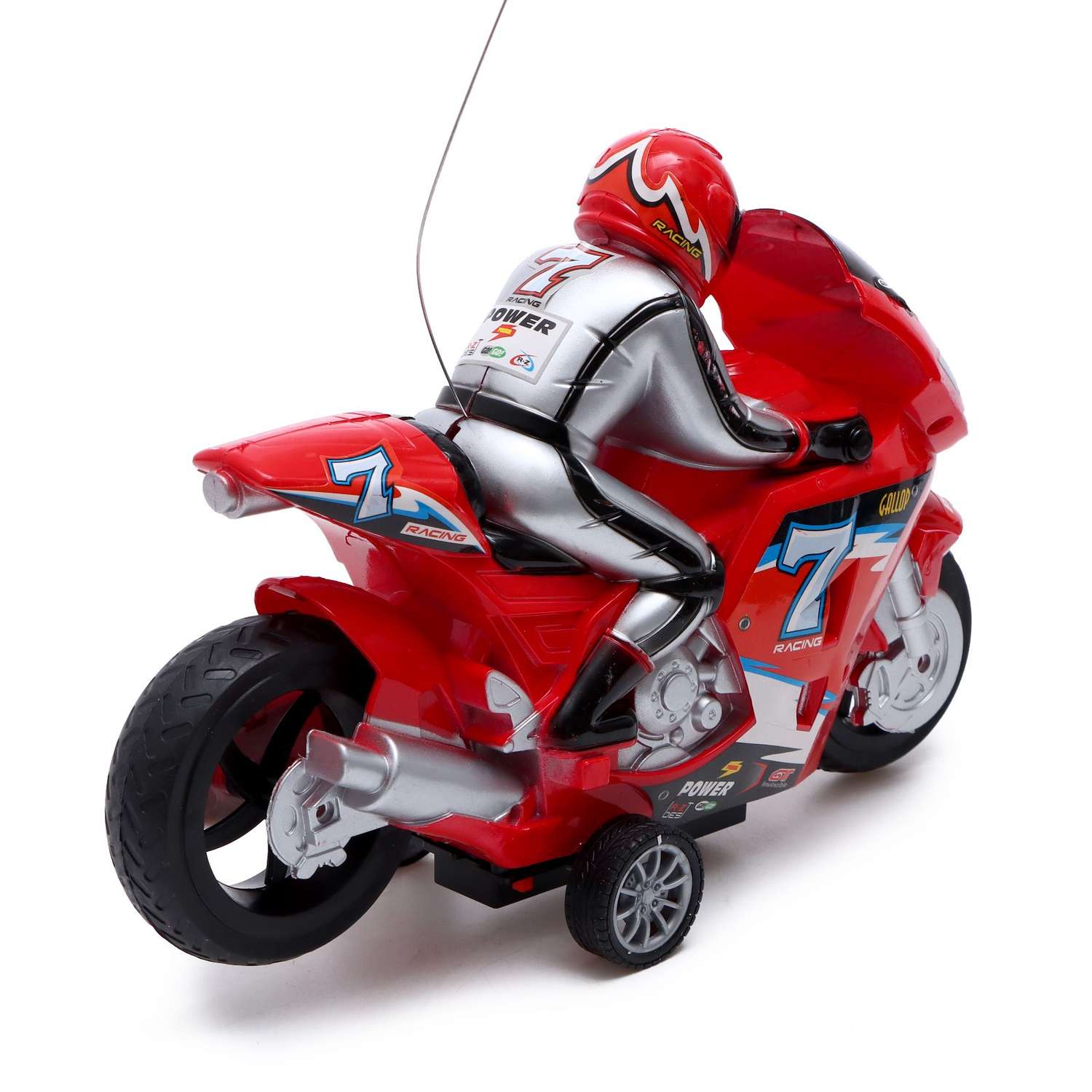 Мотоцикл Автоград радиоуправляемый «Спортбайк» работает от батареек цвет красный - фото 3