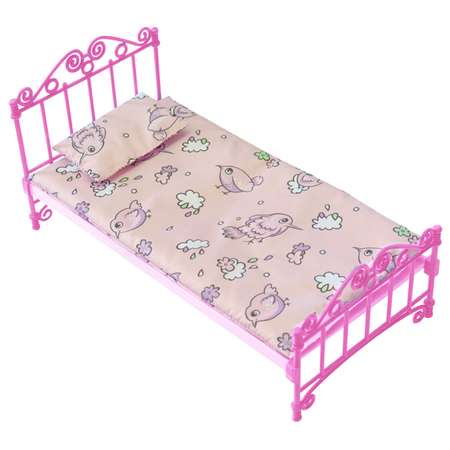 Кроватка ОГОНЁК с бельем Розовая С-1427