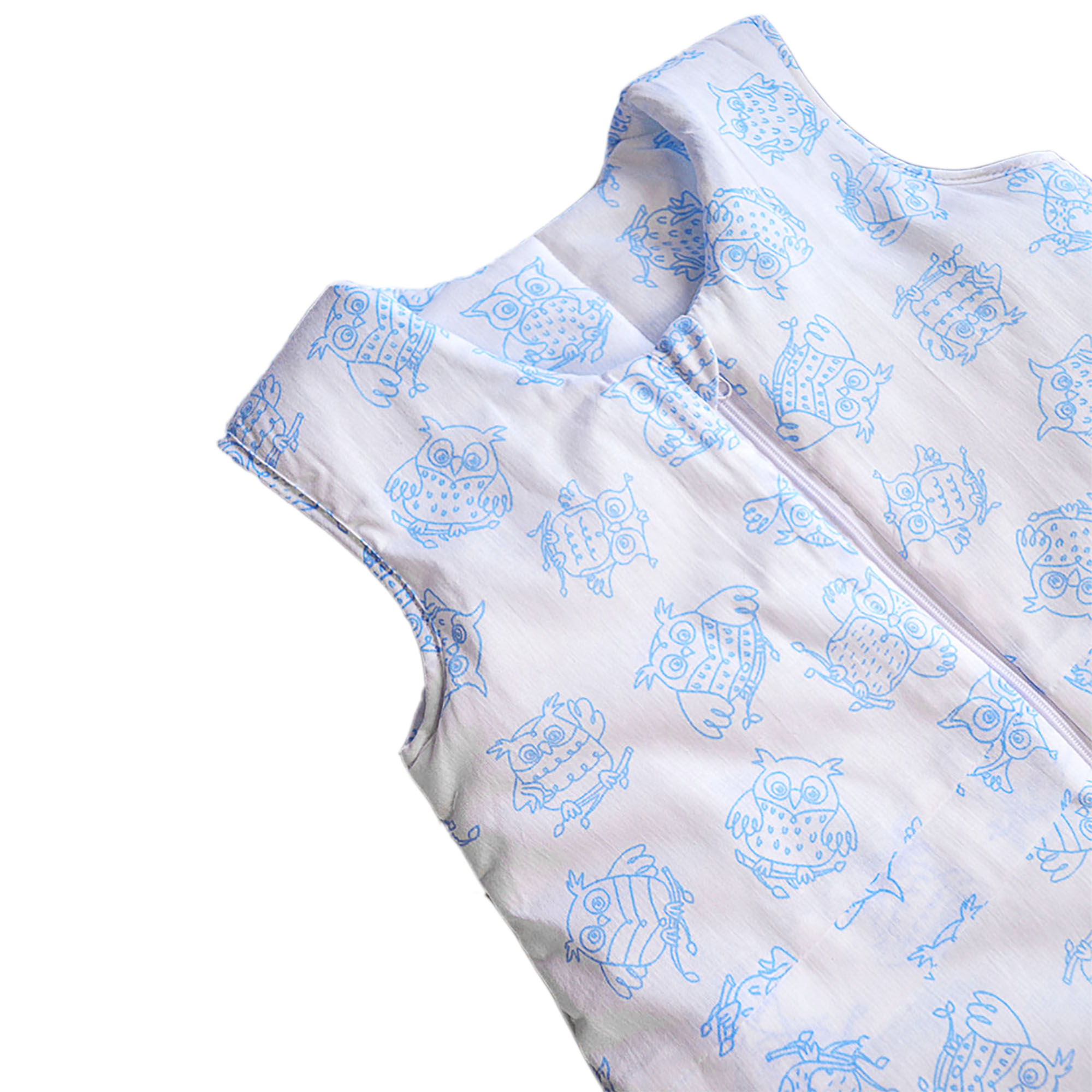 Одеяло-спальный мешок голубой Засыпашки Утепленный Совы 80 см. Хлопок 100% - фото 2