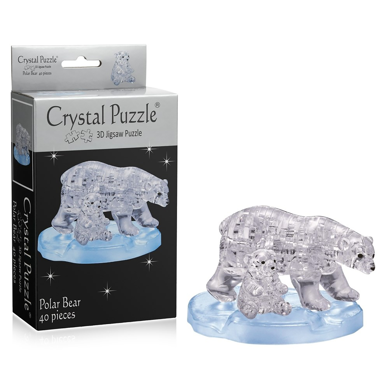 3D-пазл Crystal Puzzle IQ игра для детей кристальные Два белых медведя 40 деталей - фото 6