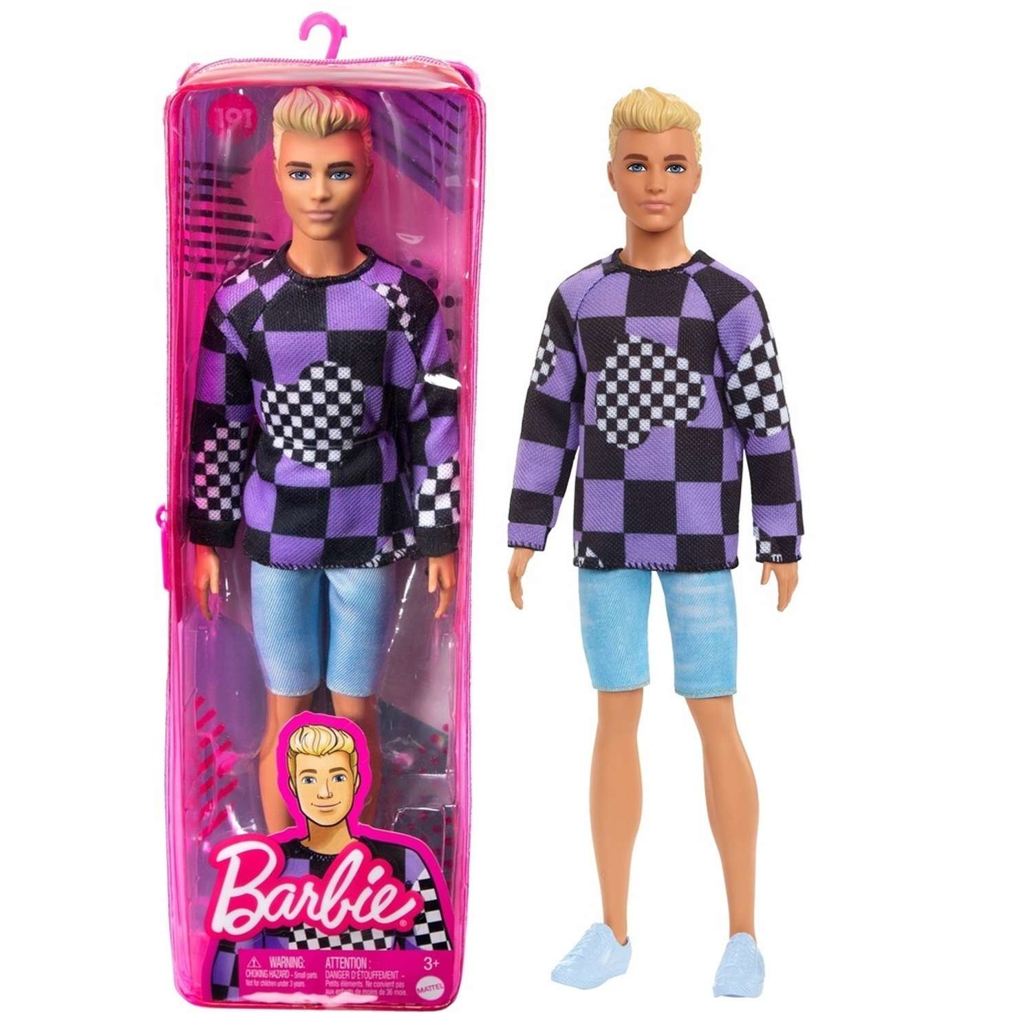 Кукла Barbie Игра с модой Кен в джемпере с клетчатыми сердечками HBV25 HBV25 - фото 6