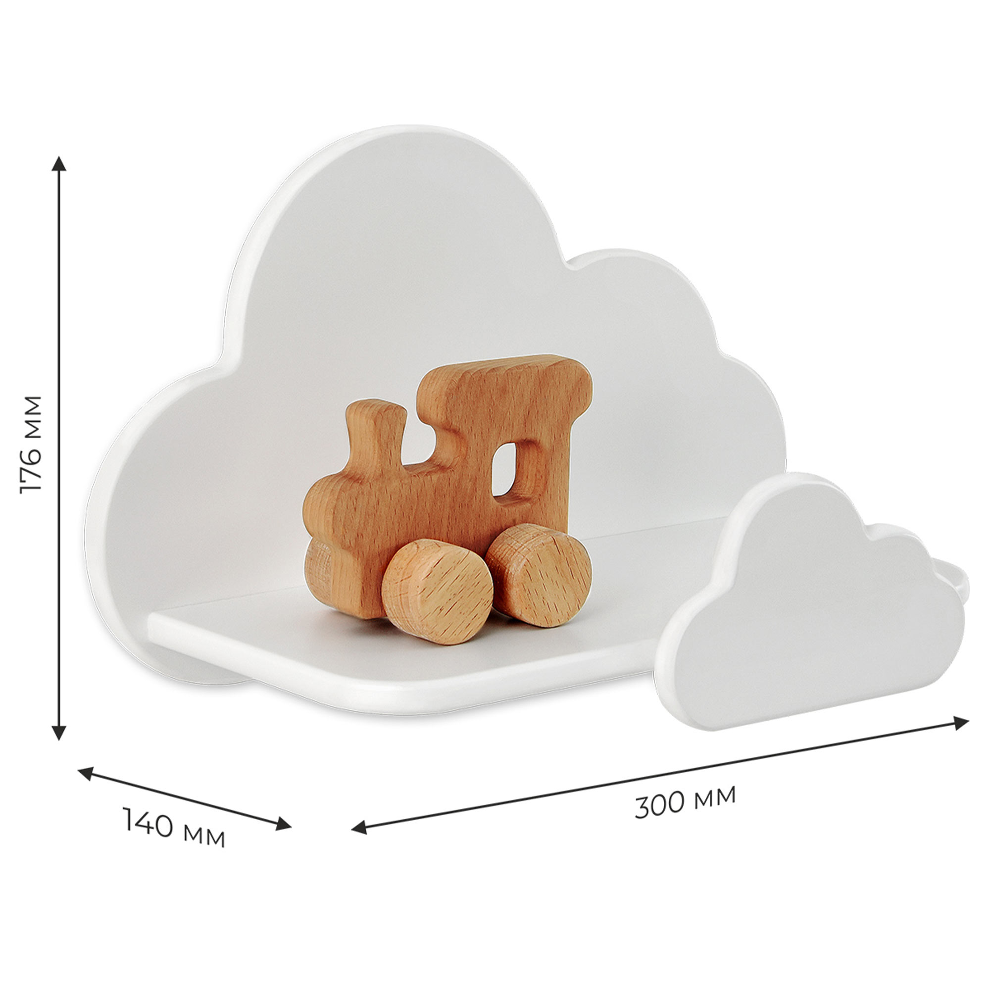 Полка настенная Мега Тойс Облако 30 см в детскую комнату деревянная - фото 5