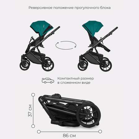 Коляска детская универсальная Riko Basic MONTANA ECCO 2 в 1 13 Emerald изумруд