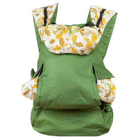 Слинг-рюкзак Чудо-чадо переноска для детей Бебимобиль Позитив оливковый/дубки