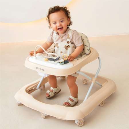 Ходунки детские Amarobaby Happy Steps с электронной игровой панелью Бежевый