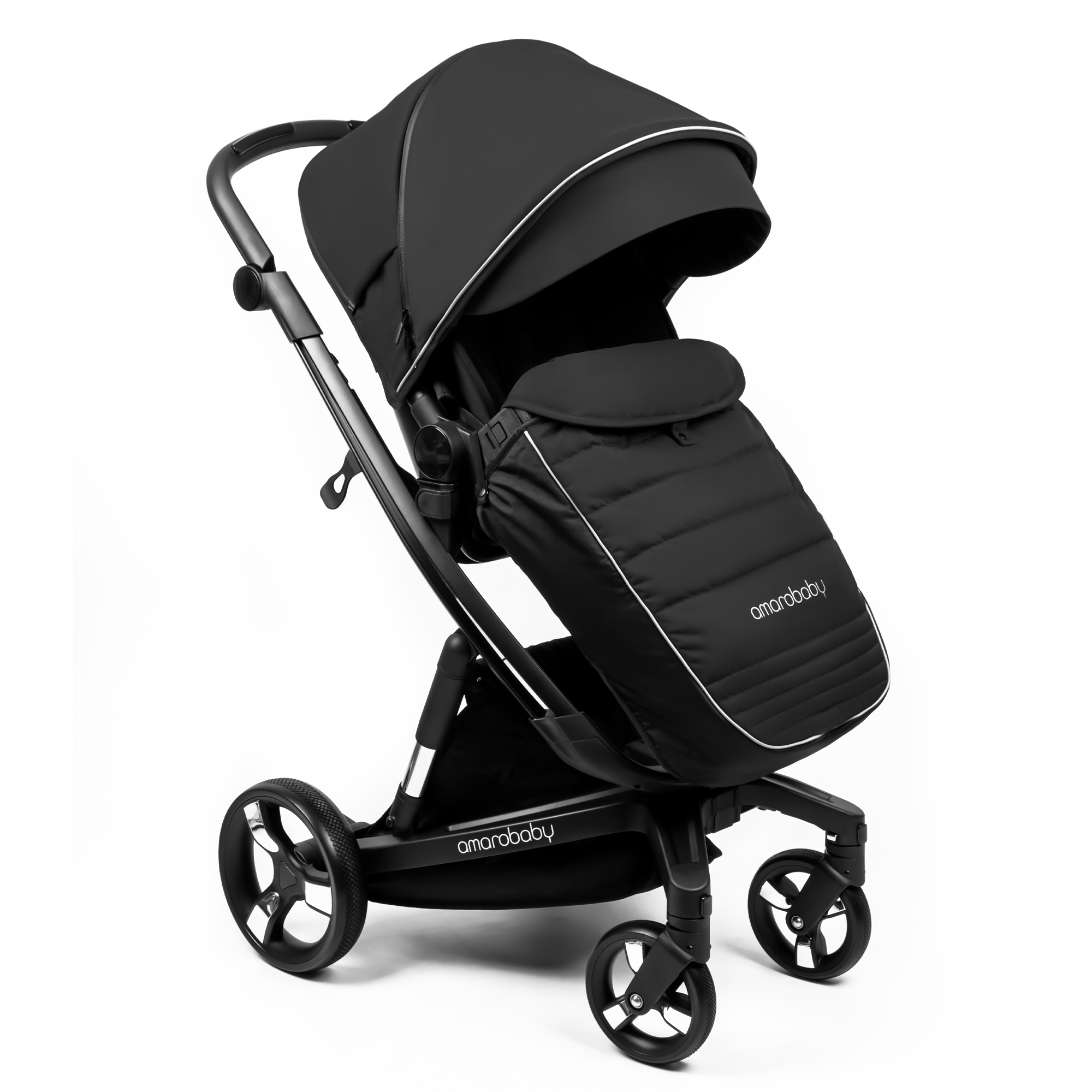 Коляска детская 2 в 1 AmaroBaby TUTUM с AUTO BRAKE черный - фото 28