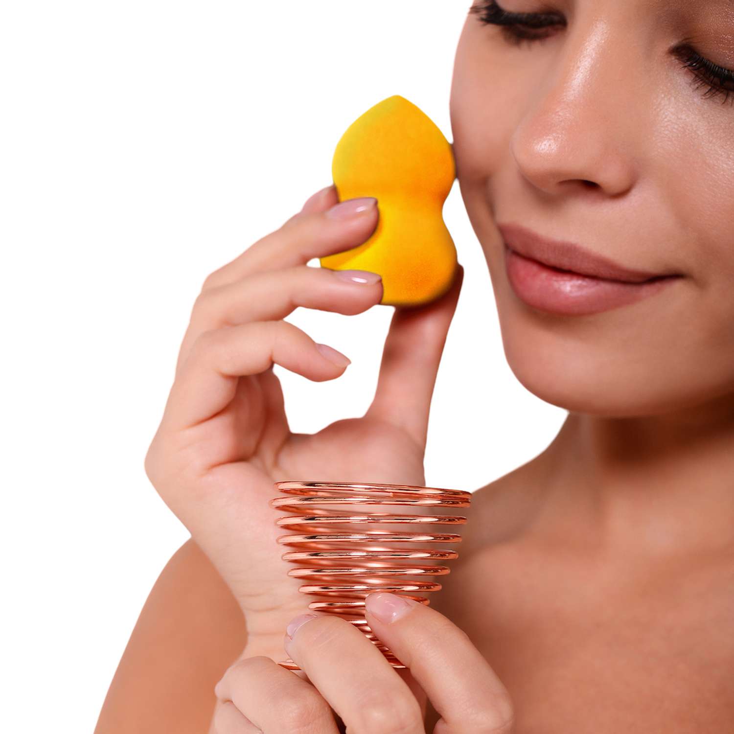Спонж для макияжа Beauty4Life на подставке желтый - фото 3