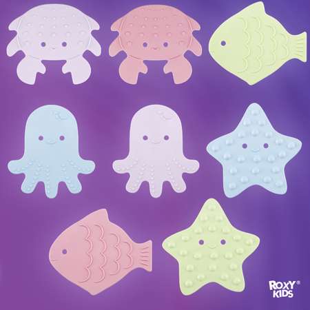 Мини-коврики детские ROXY-KIDS для ванной противоскользящие Sea animals 8 шт цвета в ассортименте