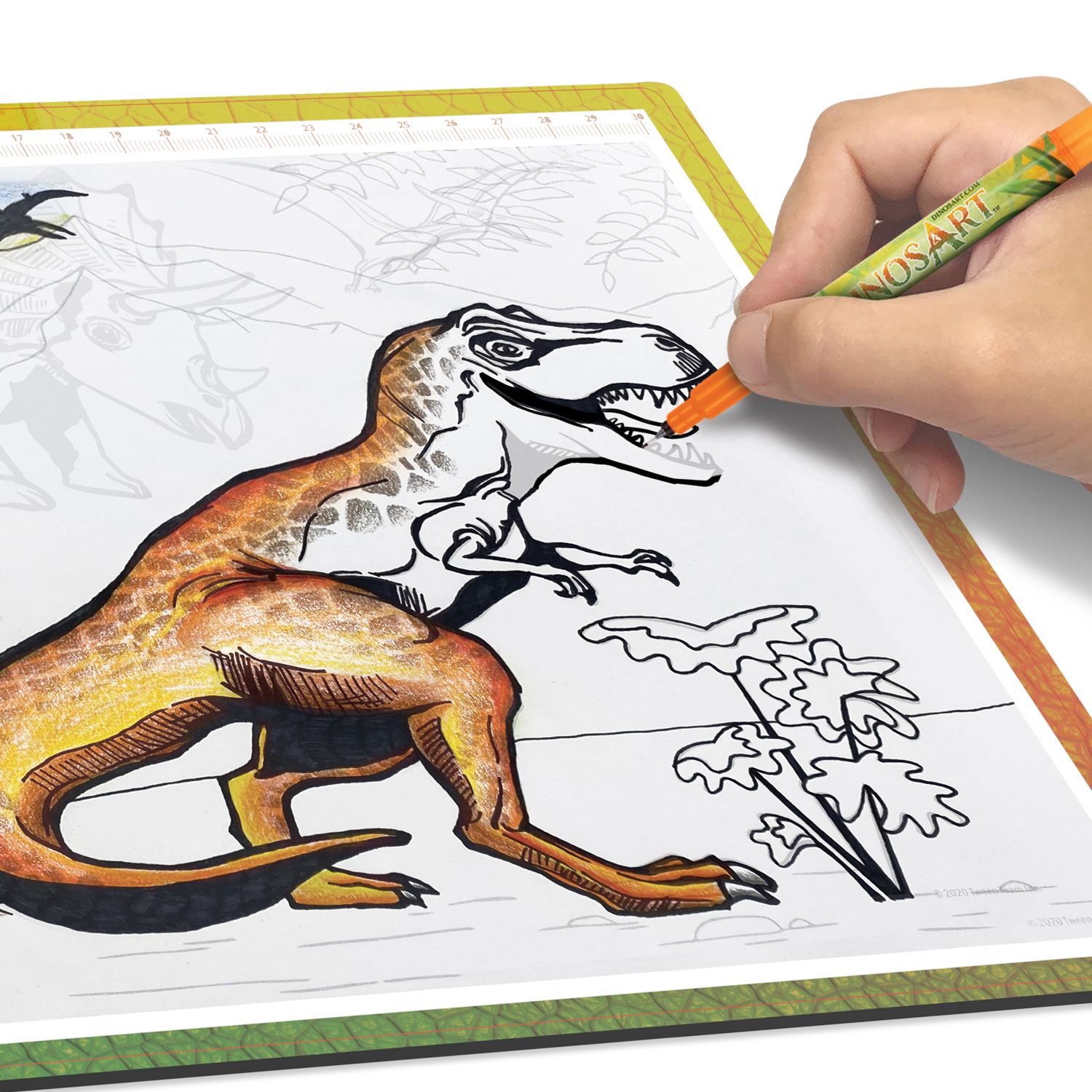 Детский световой планшет DinosArt для рисования с двухсторонними карандашами - фото 6