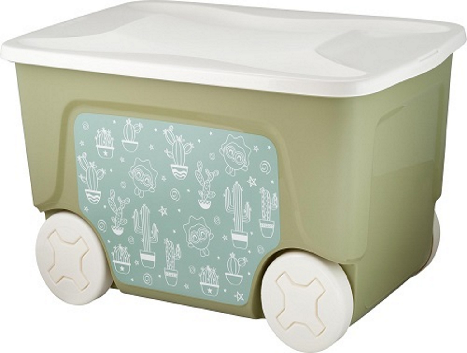 Ящик для игрушек PLASTIC REPABLIC baby на колесах с крышкой пластиковый 50 л - фото 2