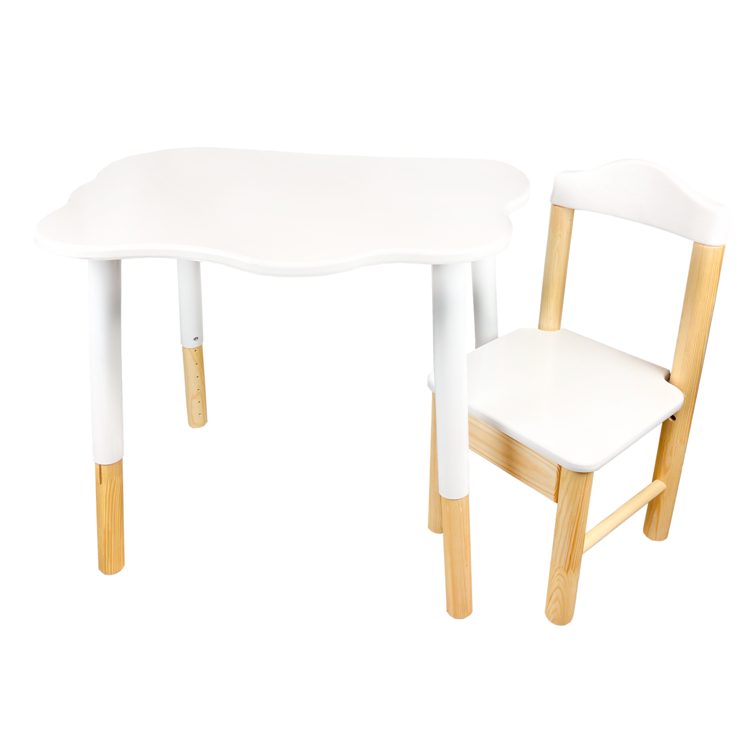 Набор мебели ЮЛАИН Стол прямоугольный 70х50 см и стул из дерева цвет белый - фото 10