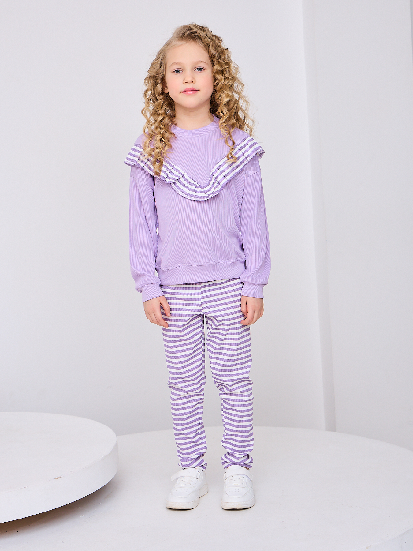 Комплект Mil Art kids 1902201531SUIT-GIRL-POLOSKA-PURPLE - фото 1