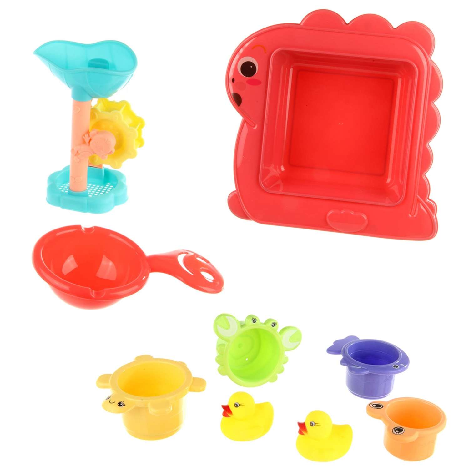 Игрушки для купания Ути Пути мельница и 7 предметов на подносе - фото 1