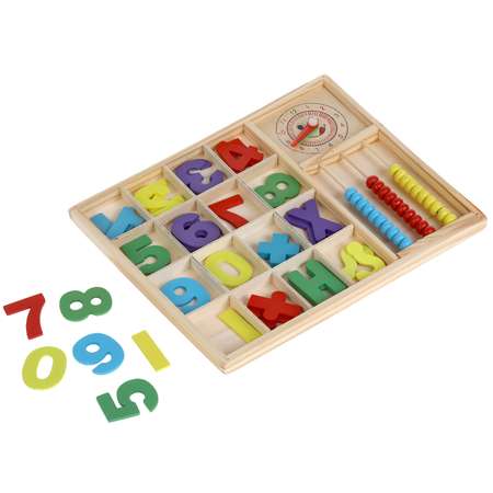 Игрушка деревянная Буратино Счетный материал с часами 316566
