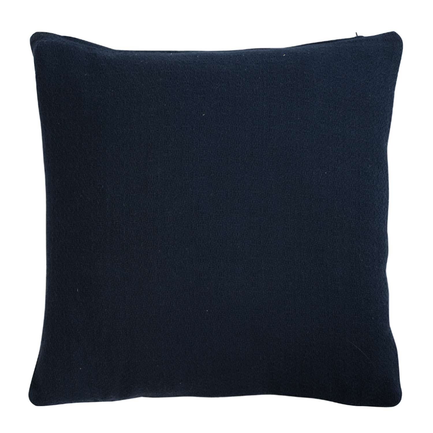 Подушка Tkano декоративная из хлопка фактурного плетения темно-синего цвета 45х45 - фото 1
