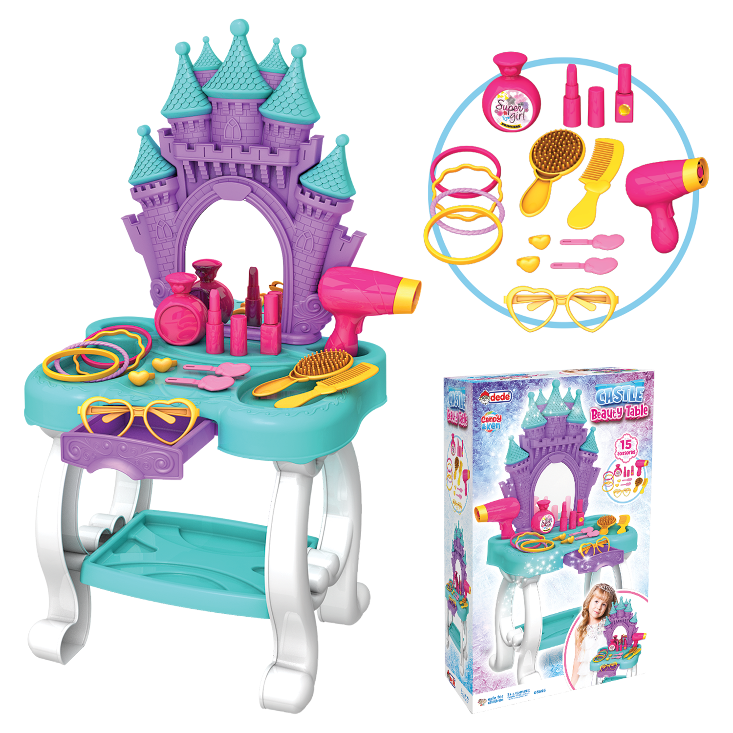 Набор игровой DEDE Туалетный столик Замок принцессы с аксессуарами 03695 - фото 2