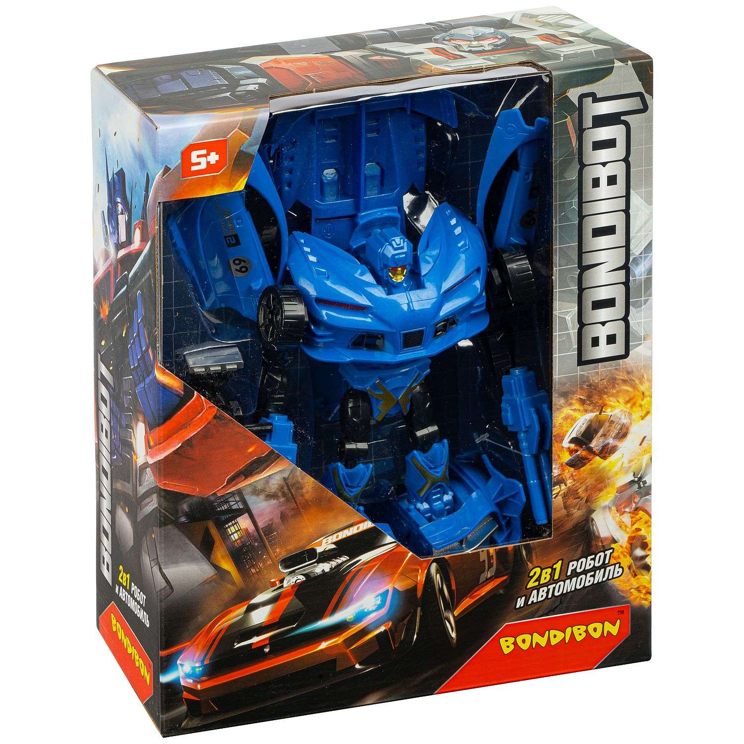 Трансформер BONDIBON BONDIBOT 2в1 синий робот-суперкар - фото 3