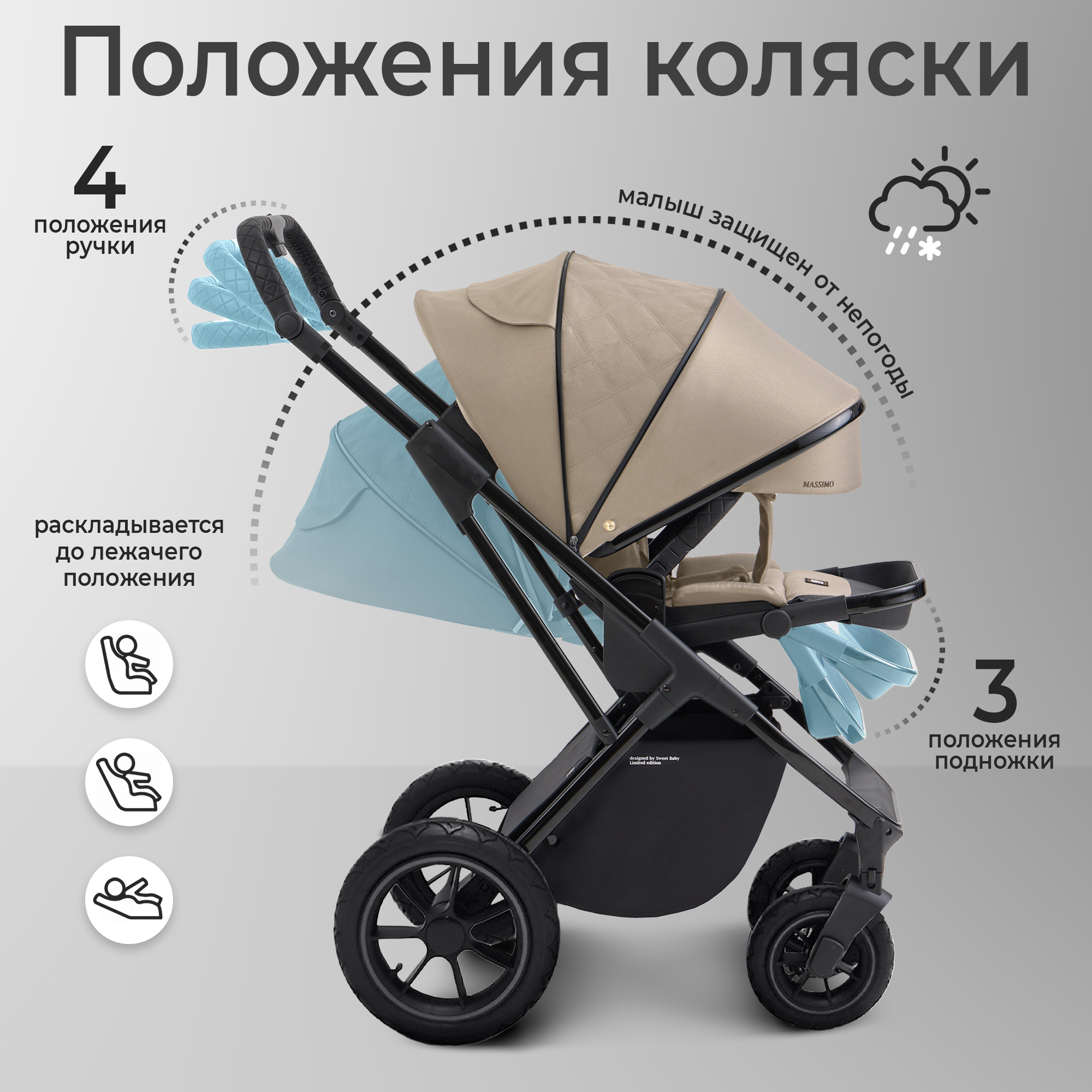 Коляска 2в1 Sweet Baby Massimo Beige Air - фото 7