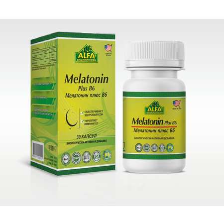 БАД Alfa Vitamins Мелатонин 5мг с Витамином B6 25мг 30 капсул США