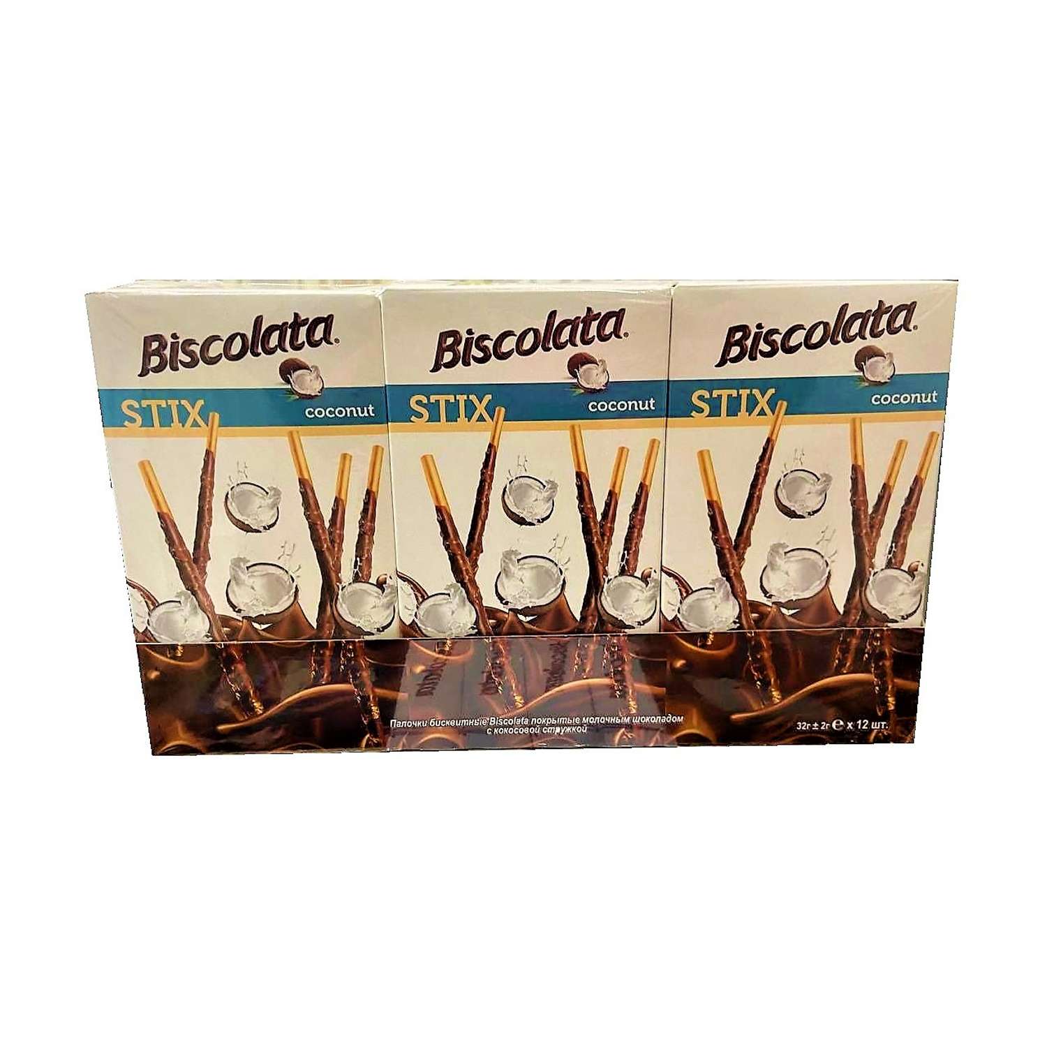 Палочки бисквитные Solen Biscolata покрытые молочным шоколадом с кокосовой стружкой 12 шт. - фото 1
