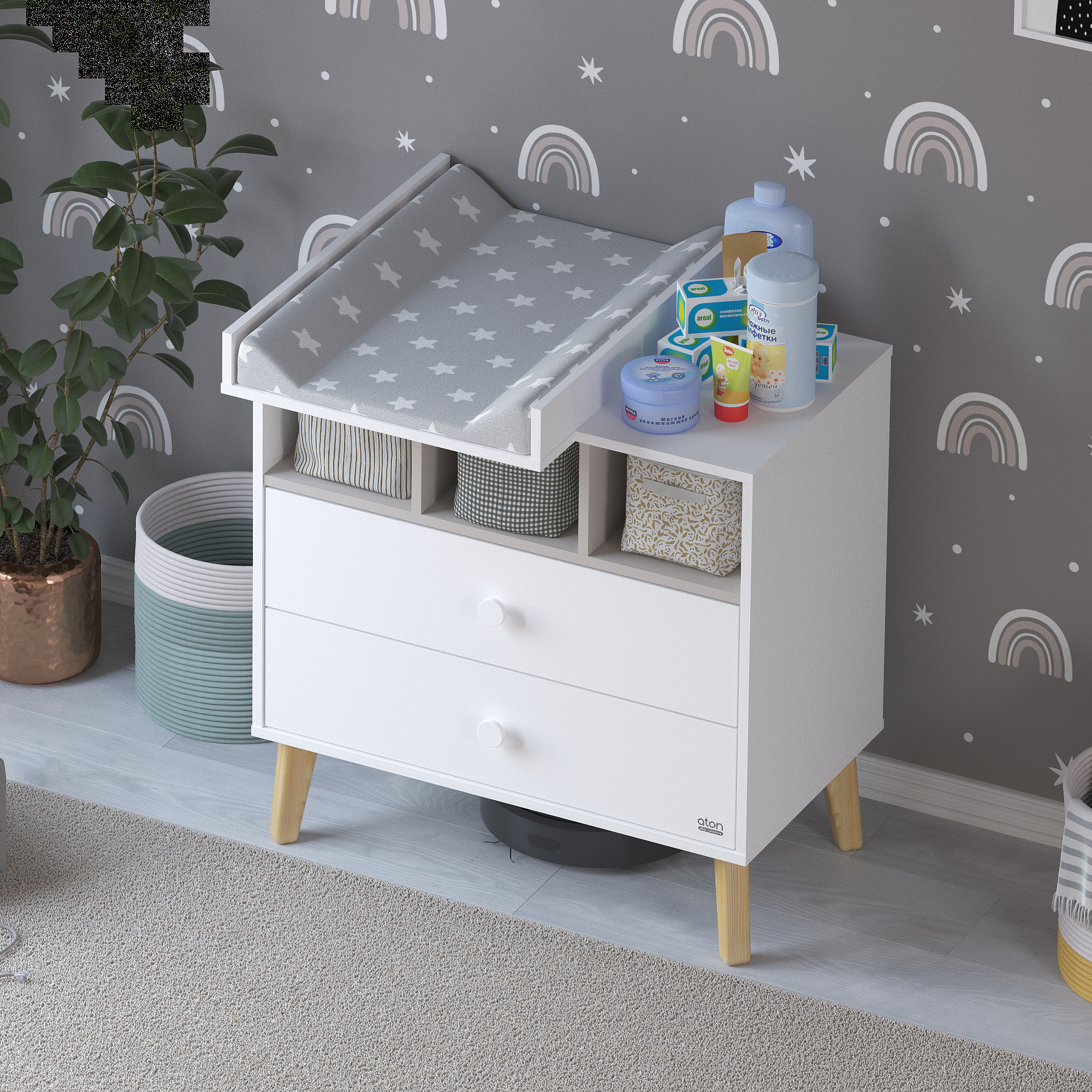 Пеленальный комод aton baby furniture Benny белый кашемир - фото 7