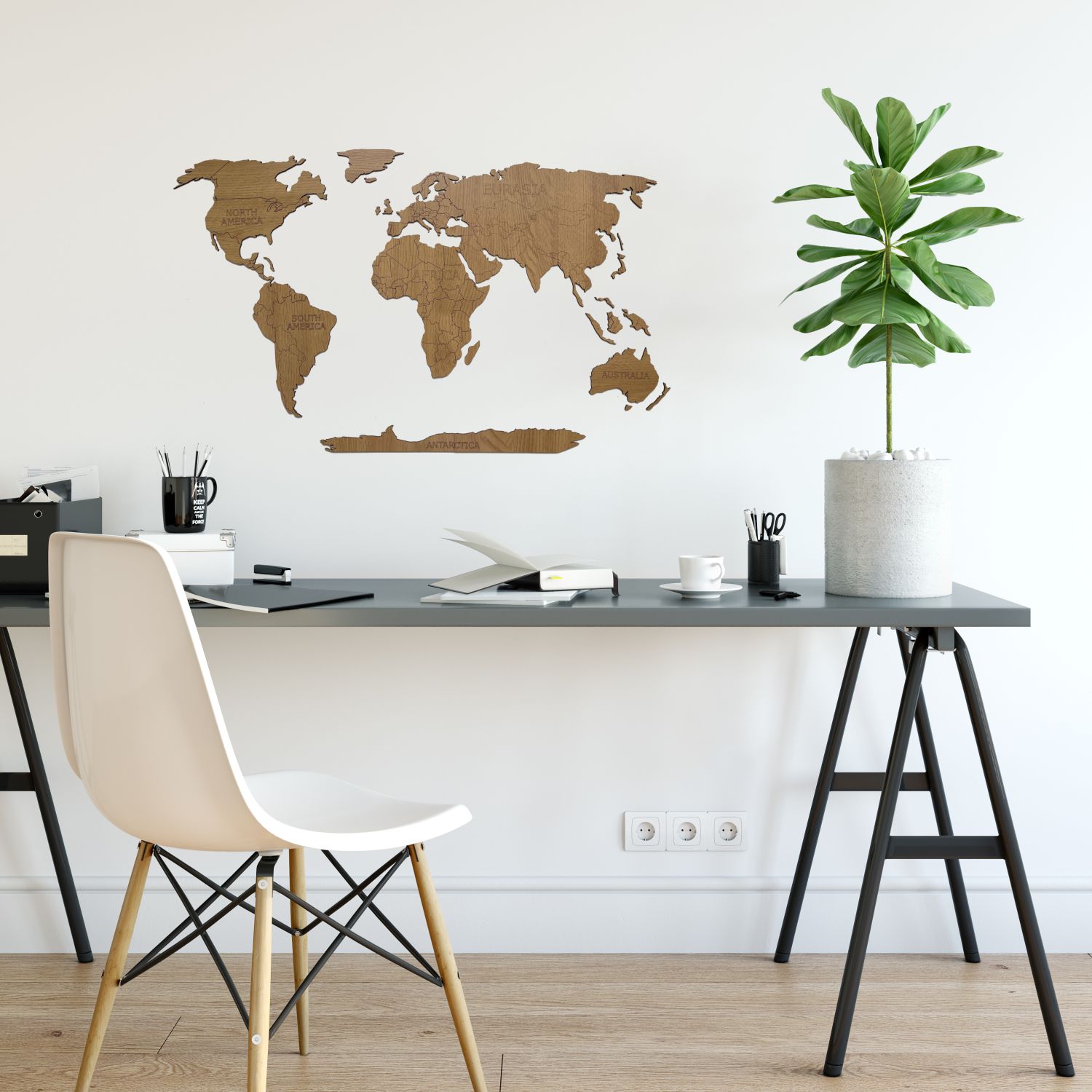 Карта мира настенная Afi Design деревянная с гравировкой континентов и Антарктидой 80х40 см дуб - фото 9