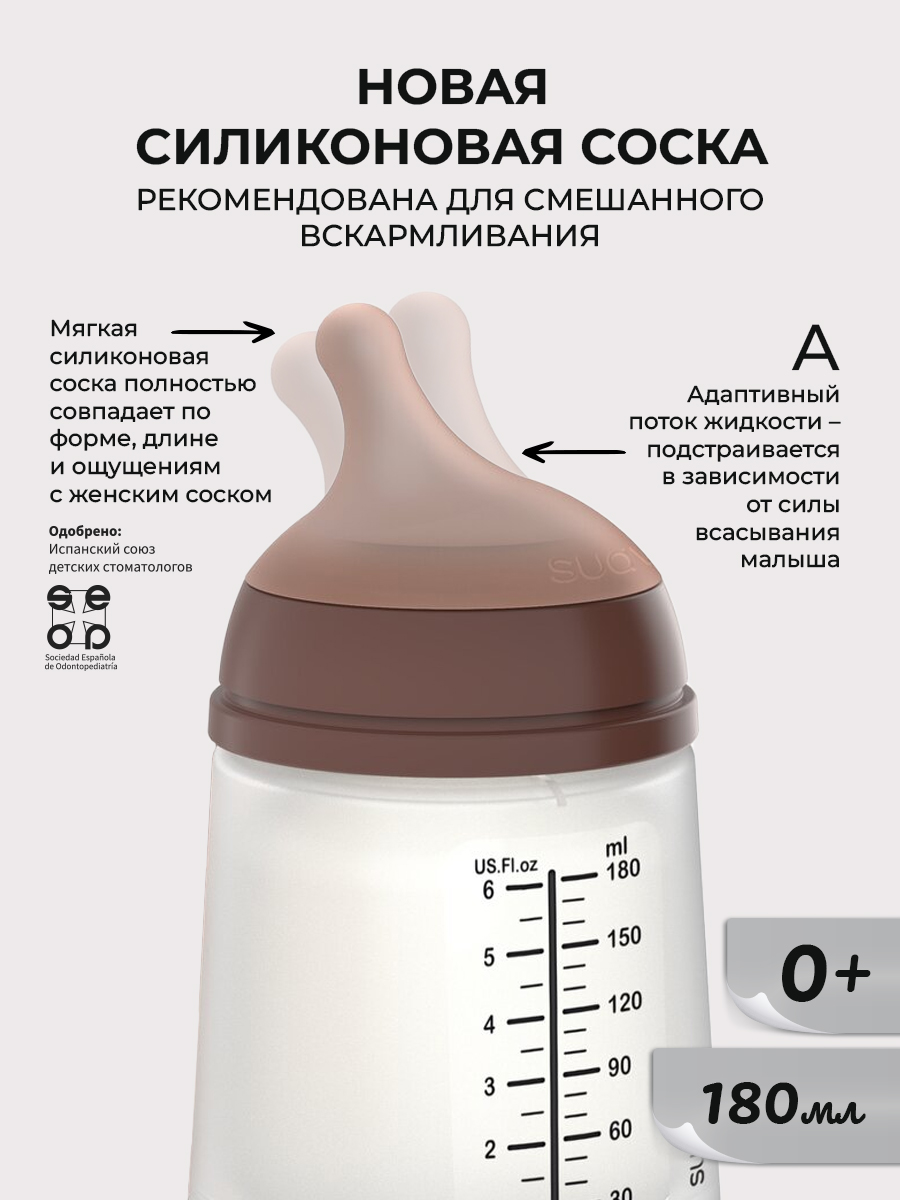 Бутылочка для кормления Suavinex ZeroZero медленный поток - фото 3