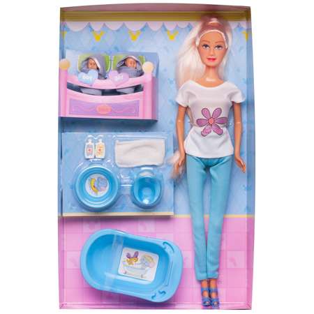 Игровой набор ABTOYS Куклы Defa Lucy Мама с двумя малышами и игровыми предметами