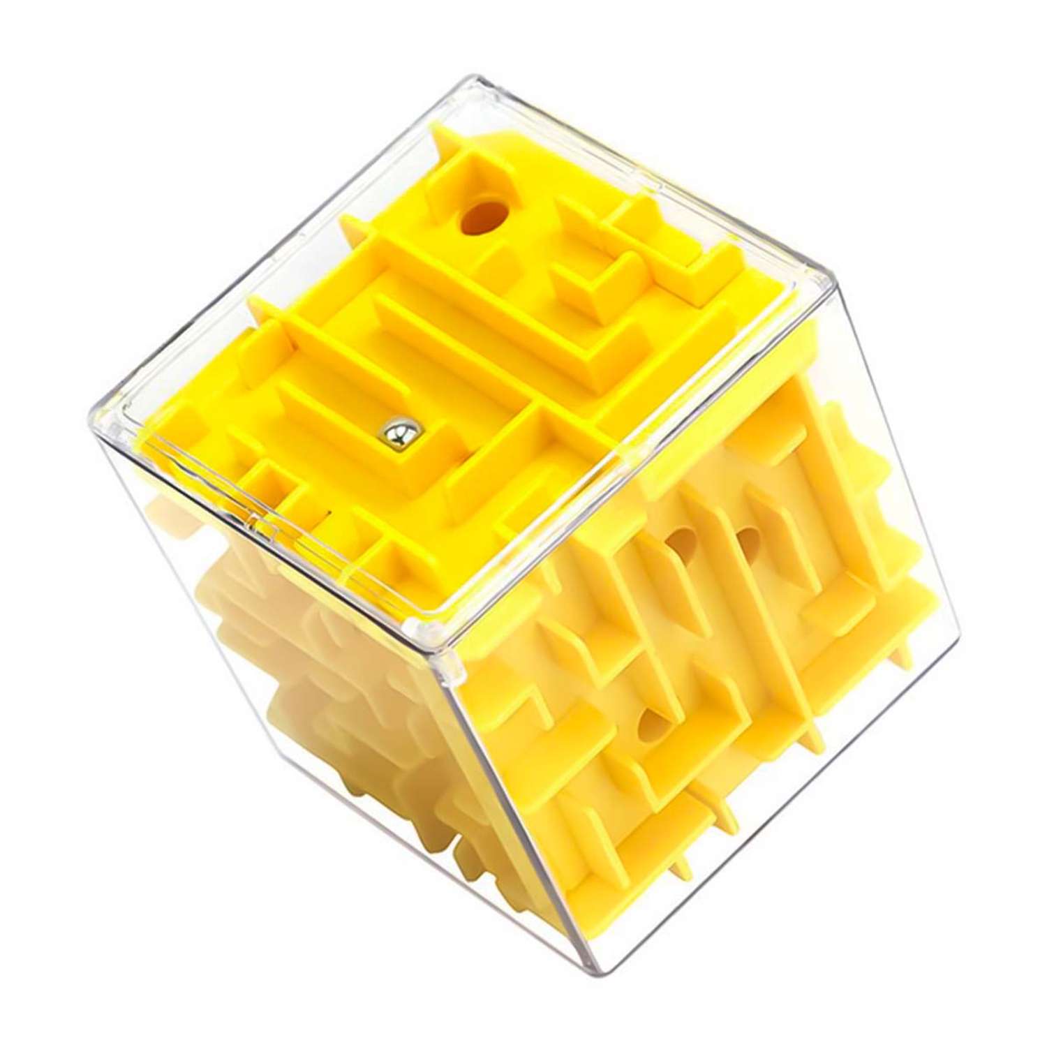 Головоломка для детей WiMI логический куб с шариком желтый - фото 1