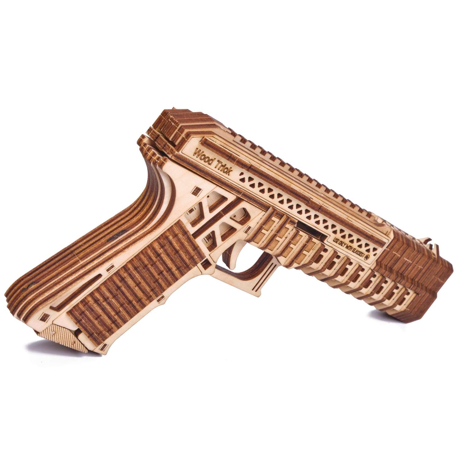 Сборная модель Wood Trick Пистолет Защитник с деревянными пулями 1234-79 - фото 5