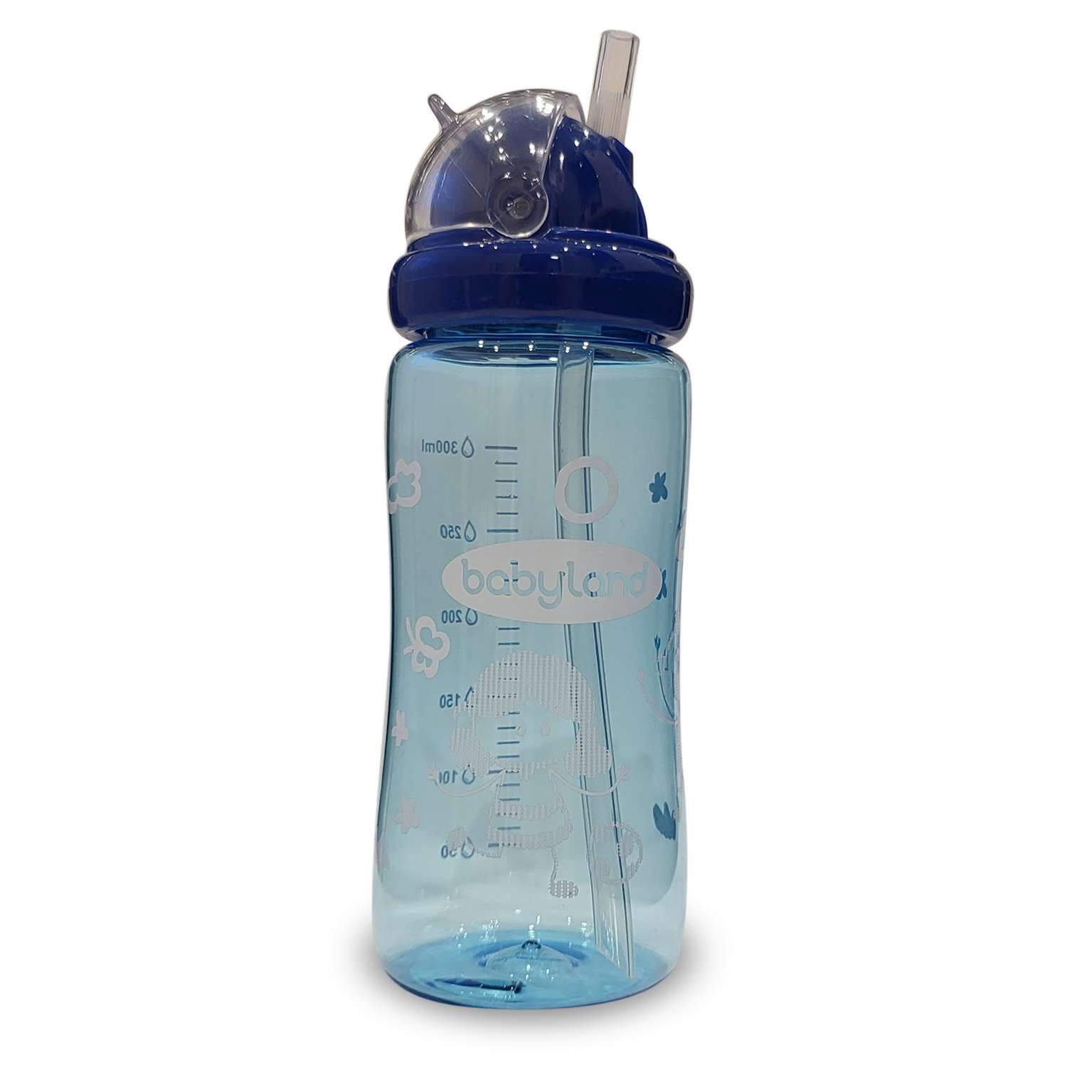 Бутылочка-поильник Baby Land с трубочкой 300мл синий - фото 1