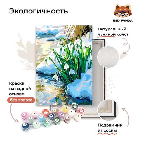 Картина по номерам 30*40 Red Panda Подснежники