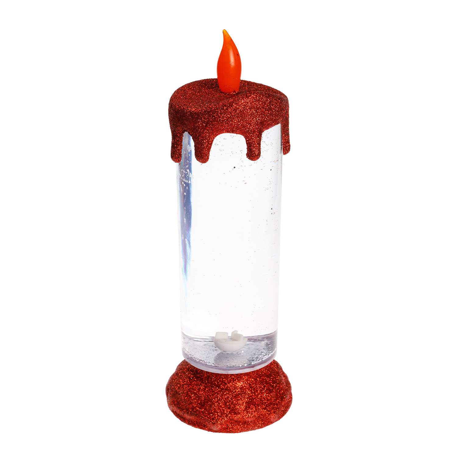 Свеча декоративная BABY STYLE Искра красный LED масляная колба блестки USB 24 см - фото 1