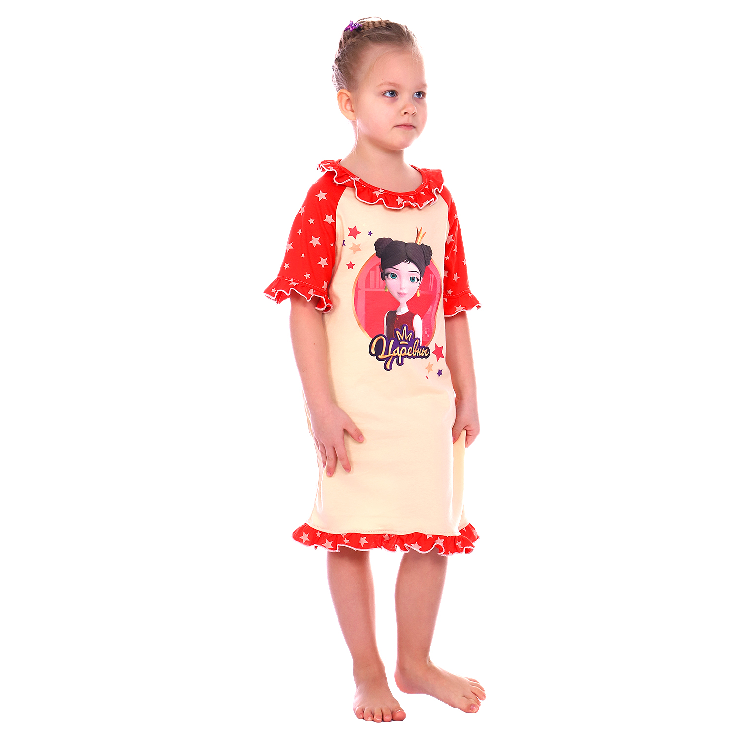 Сорочка ночная Детская Одежда S0506/молочный_красный - фото 2