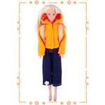 Набор одежды Модница для куклы 29 см: куртка штаны и рюкзак оранжевый