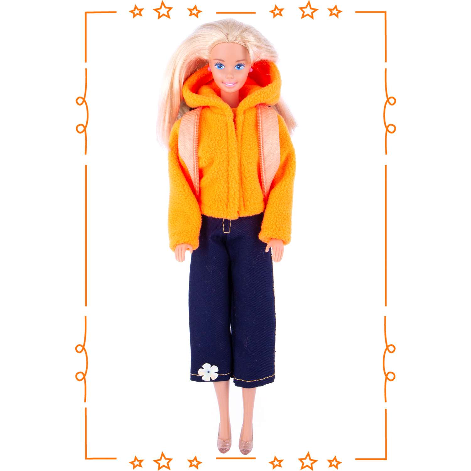 Набор одежды Модница для куклы 29 см: куртка штаны и рюкзак оранжевый 9999оранжевый&amp;синий - фото 1