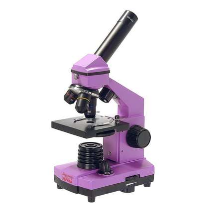 Микроскоп школьный Микромед Эврика 40х-400х Аметист в кейсе с лабораторией и книгой об опытах