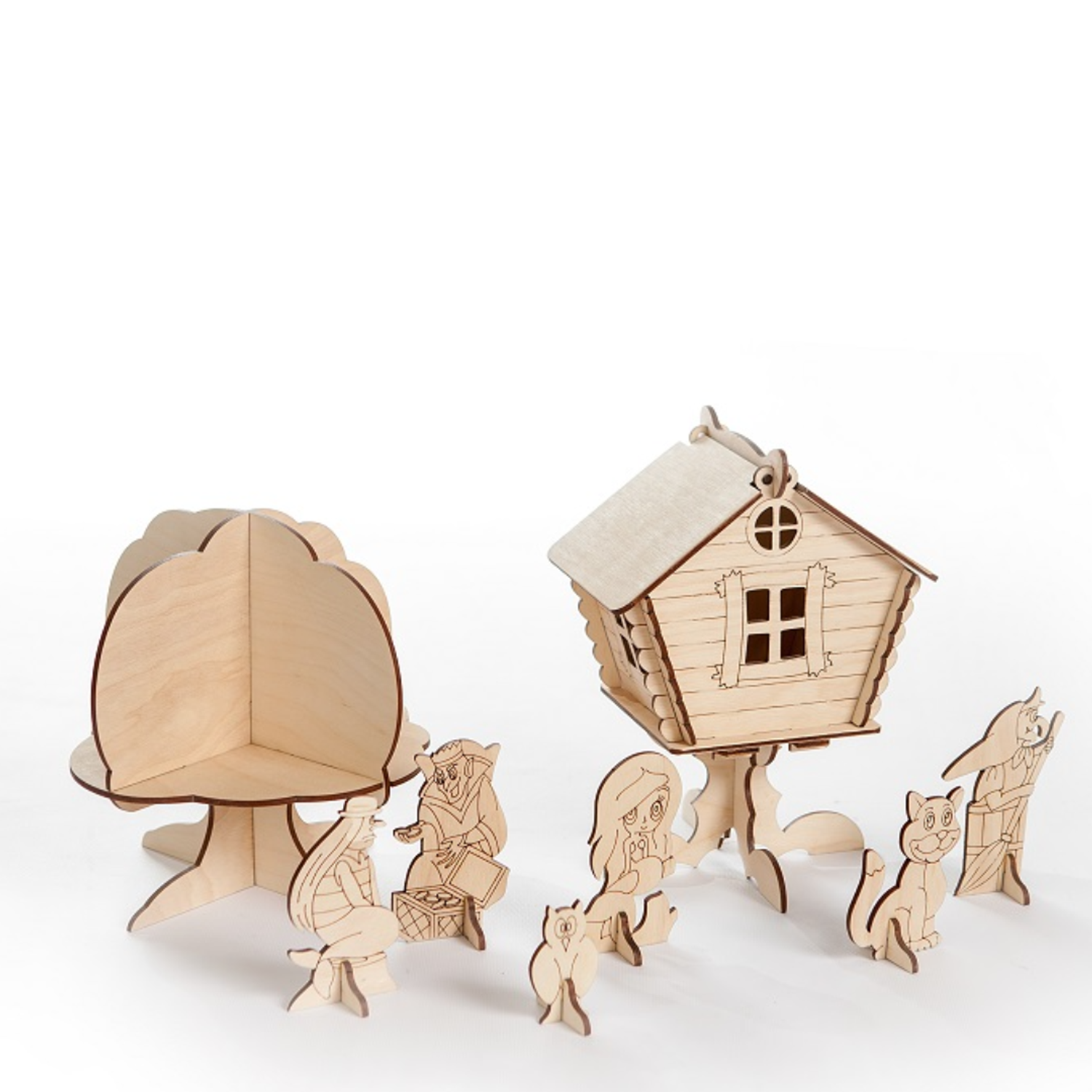 Сказка КубиГрад с набором деревянных фигурок: Баба-Яга Кощей Русалка и другие - фото 2