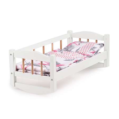 Кроватка для кукол Тутси с одним бортиком белая деревянная