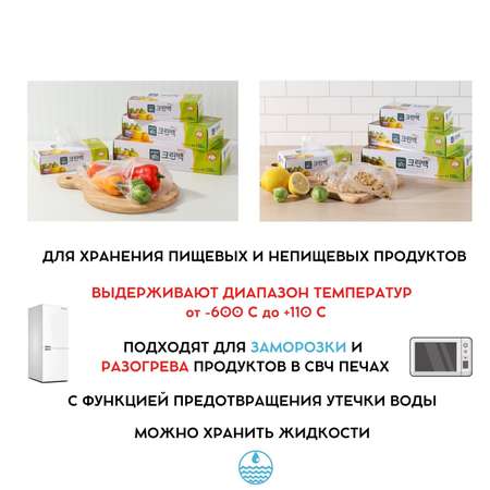 Пакеты полиэтиленовые пищевые HOME EDITION MYUNGJIN в коробке 17х25 см 100 шт