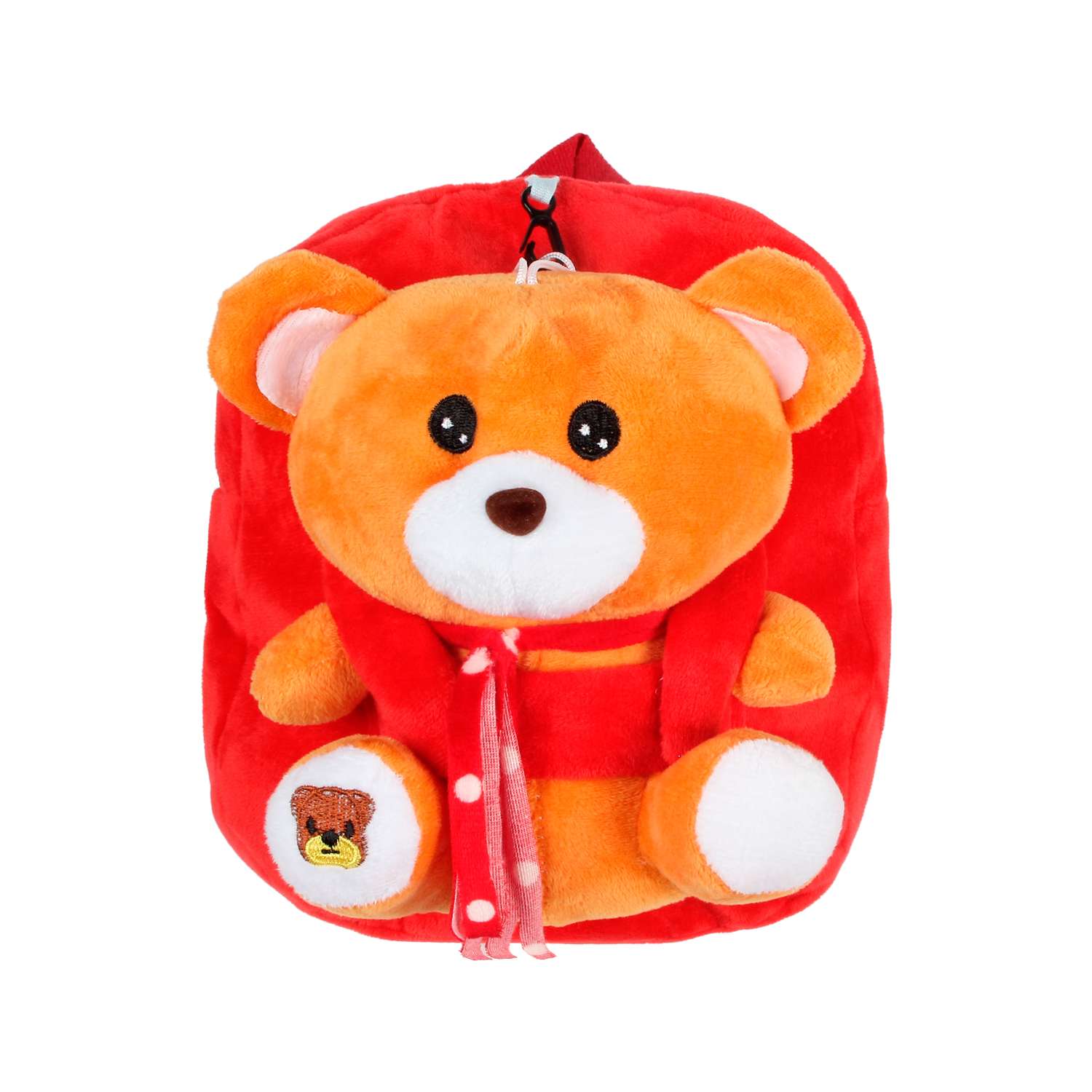Рюкзак с игрушкой Little Mania красный Мишка кэмел - фото 1