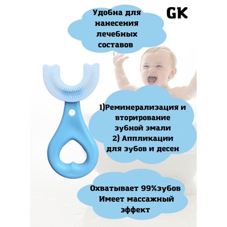 Зубная щетка GK u-образная силиконовая голубая 2 шт