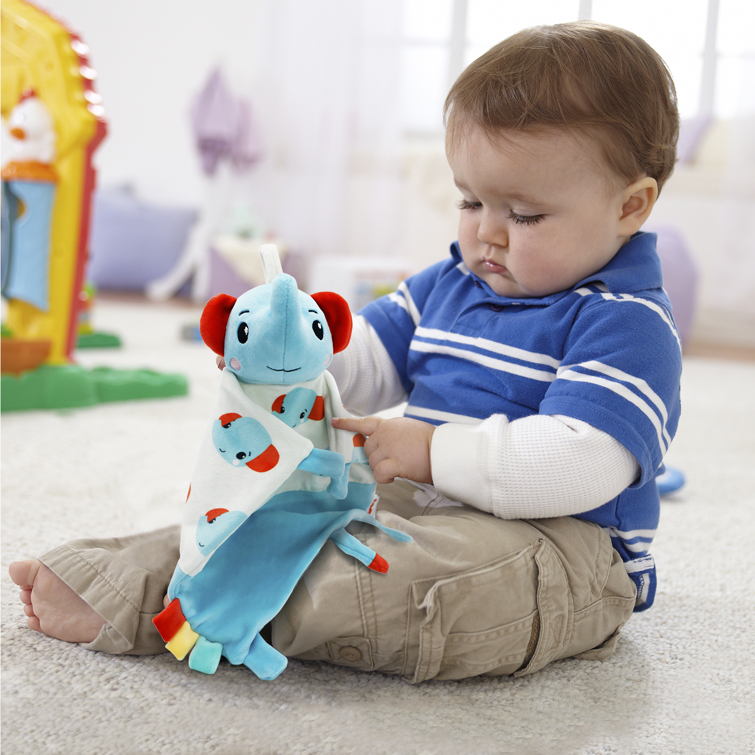 Комфортер плюшевый FISHER PRICE Слоненок развивающая мягкая игрушка для детей 0+ - фото 3