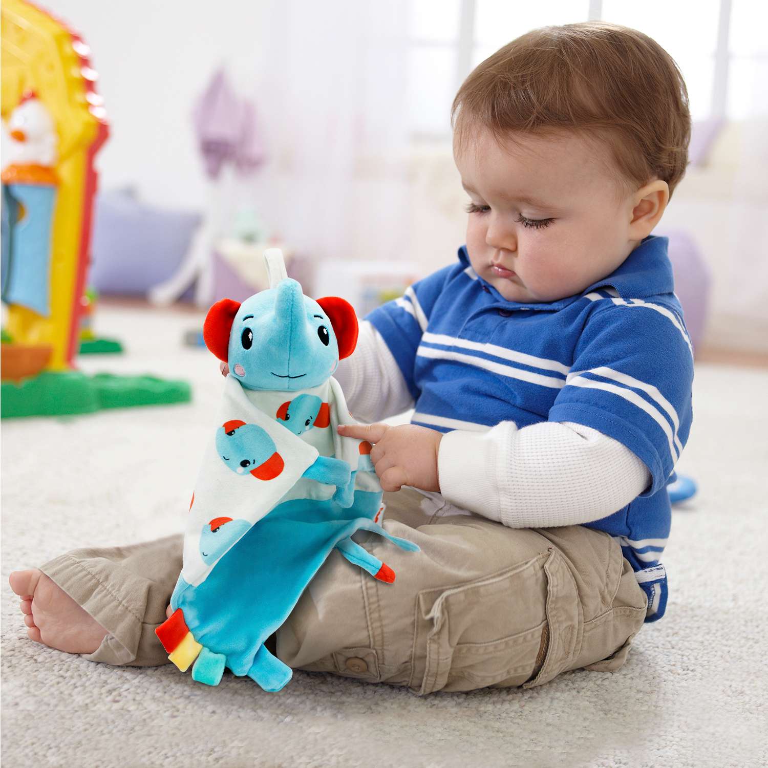 Комфортер плюшевый Fisher Price Слоненок развивающая мягкая игрушка для детей 0+ - фото 3