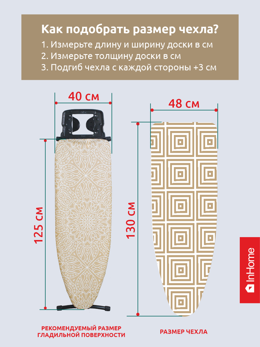 Чехол для гладильной доски InHome с антипригарным покрытием - фото 8