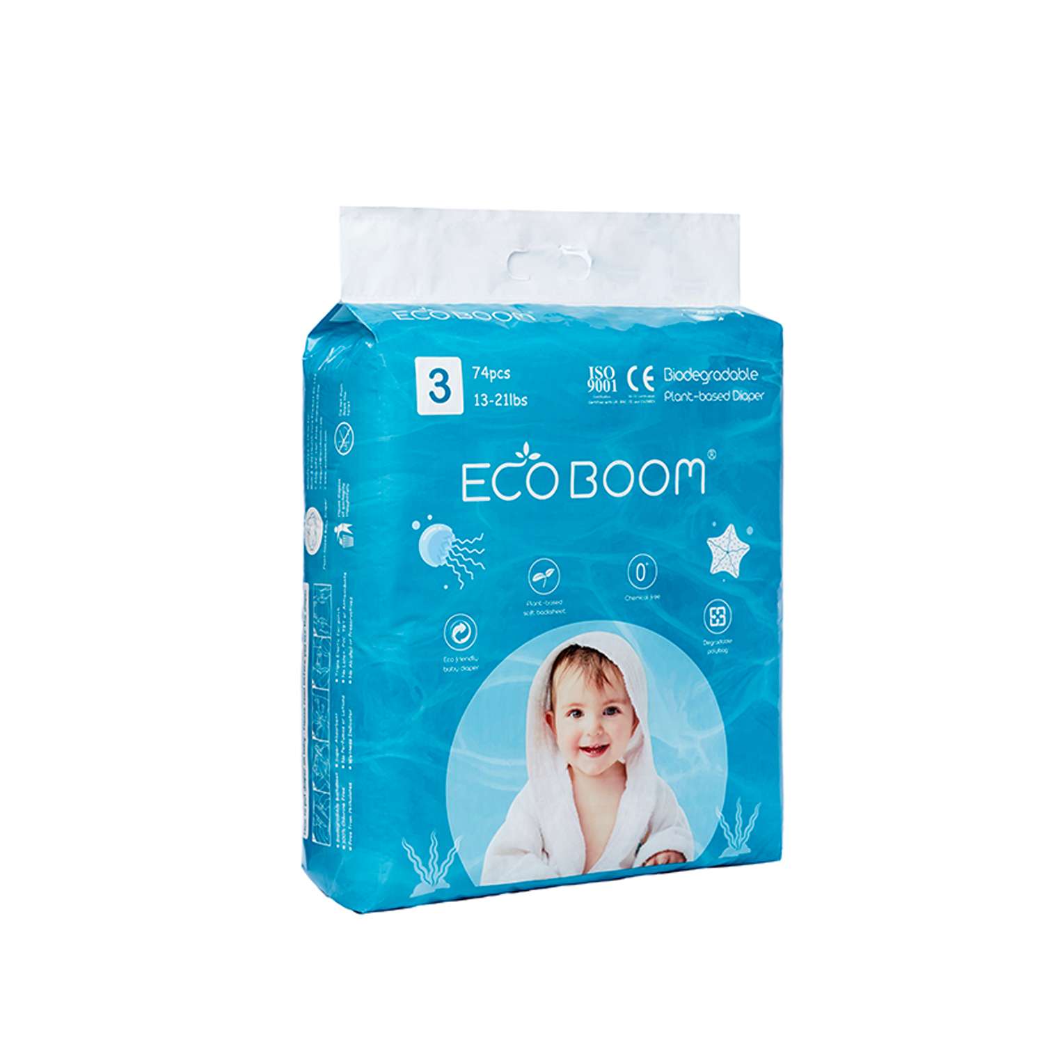 Эко подгузники детские ECO BOOM размер 3/M для детей весом 6-10 кг 74 шт - фото 2