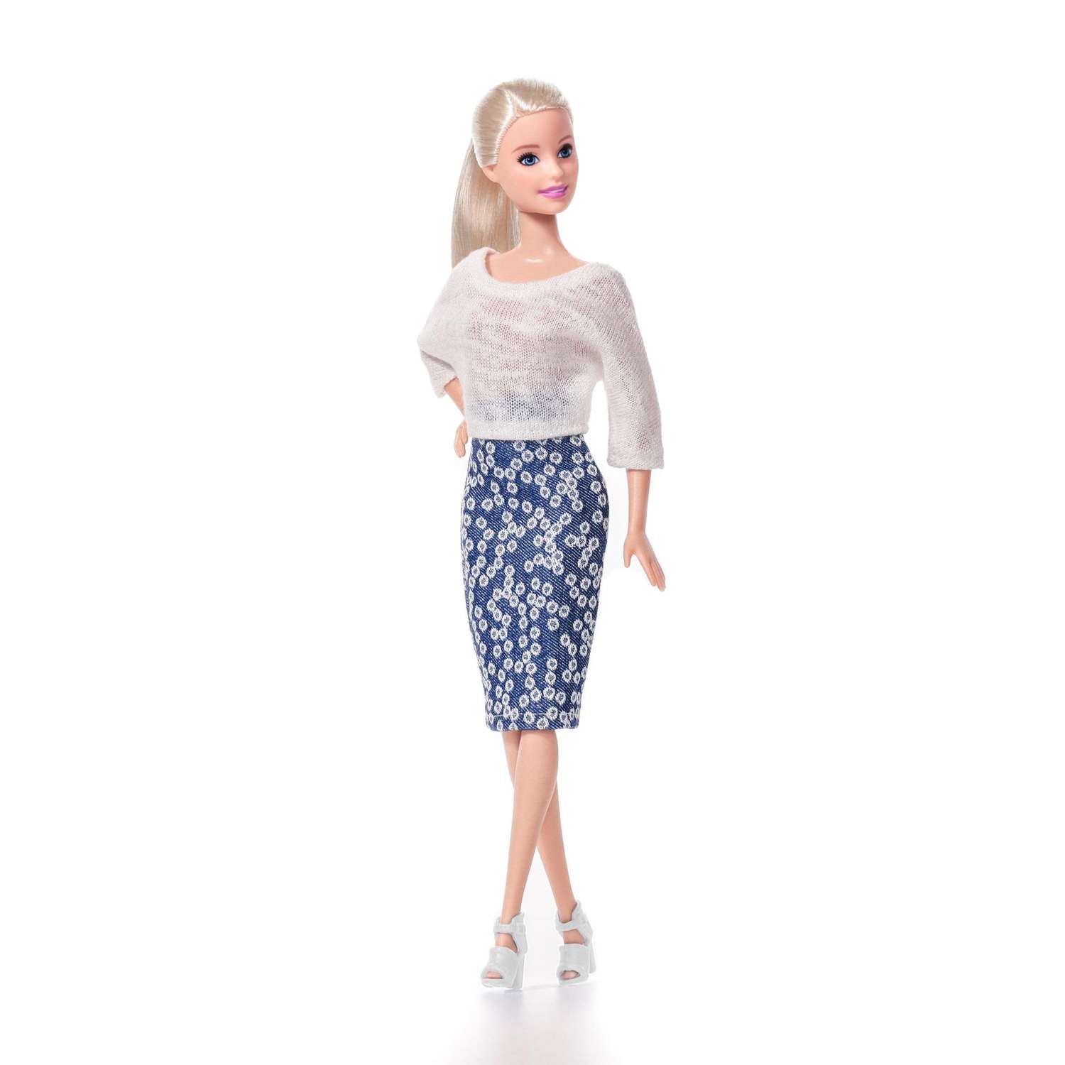 Одежда для кукол типа Барби VIANA свитер и юбка 2 предмета молочно-синий 11.113.11 - фото 2