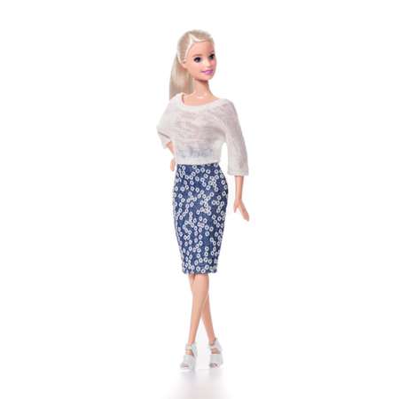 Одежда для кукол типа Барби VIANA свитер и юбка 2 предмета молочно-синий